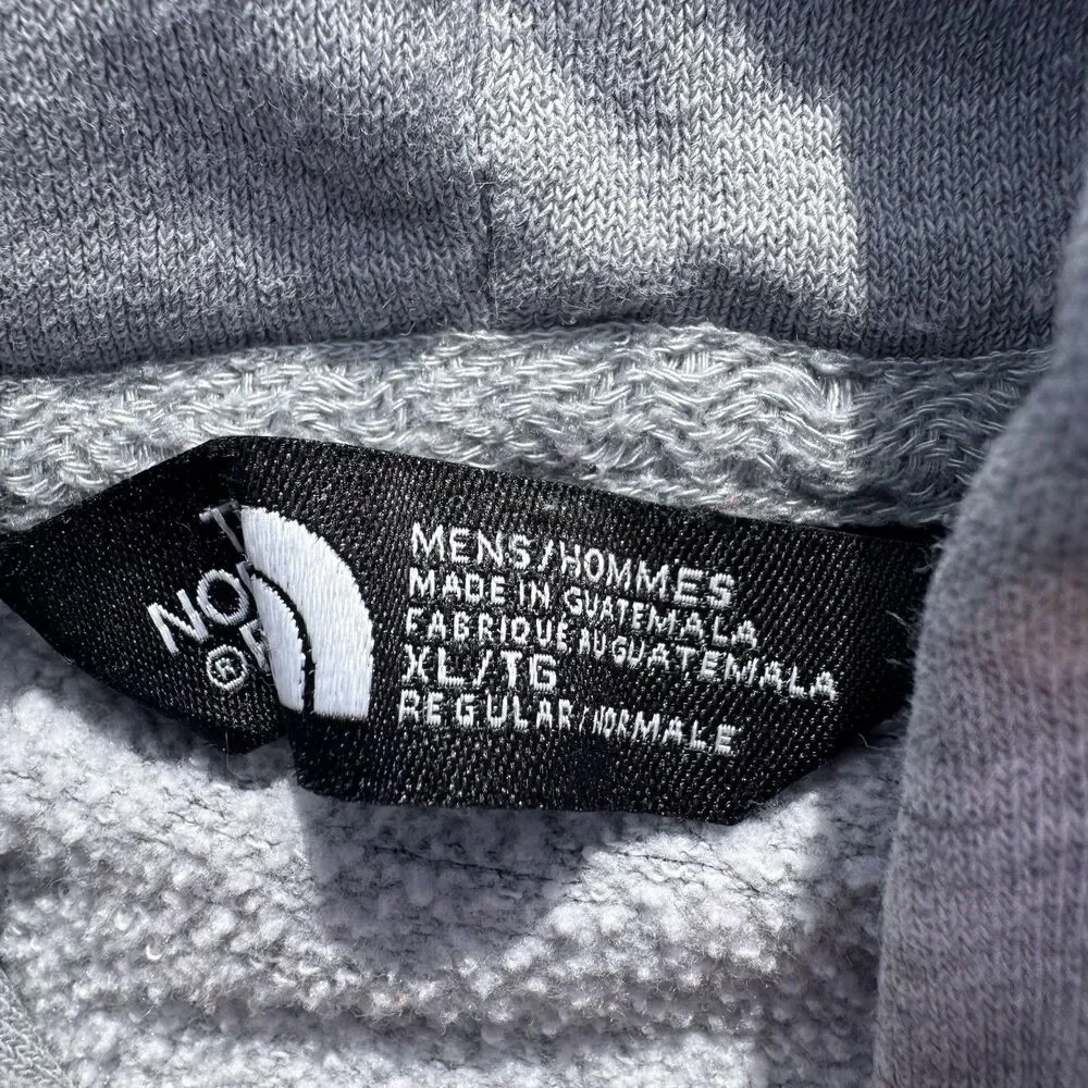 The North Face Hoodie Mens XL Gray Logo Pullover Sweatshirt Distressed Worn